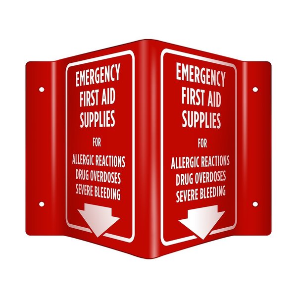 Aek Emergency First Aid Supplies for AllergyOpioidBleeding 3D Sign EN9997